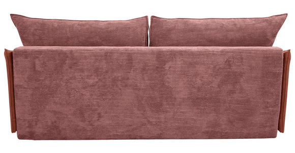 SCHLAFSOFA Cord, Flachgewebe Rosa, Altrosa Rückenkissen, Armlehnenkissen, Bettkasten, Schlaffunktion, Rücken echt, Liegefläche im Originalstoff  - Schwarz/Altrosa, KONVENTIONELL, Textil/Metall (223/72/100cm) - Carryhome