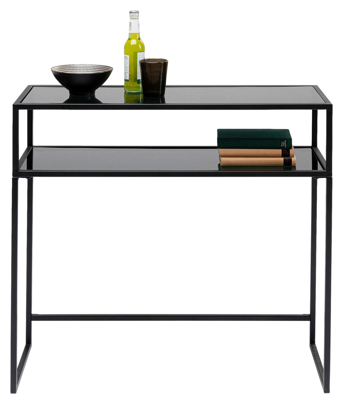 KONSOLENTISCH Anthrazit, Schwarz  - Anthrazit/Schwarz, Design, Glas/Metall (85/30/80cm) - Kare-Design