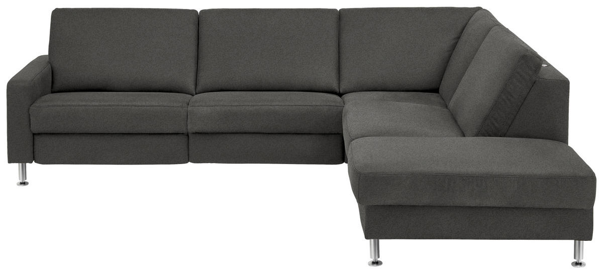 CANAPÉ D'ANGLE in Mikrofaser Anthrazit  - Anthrazit/Alufarben, Design, Textil/Metall (275/242cm) - Dieter Knoll