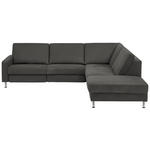 ECKSOFA Latina in Mikrofaser Anthrazit  275/242 cm  - Anthrazit/Alufarben, Design, Textil/Metall (275/242cm) - Dieter Knoll