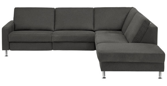 ECKSOFA Latina in Mikrofaser Anthrazit  275/242 cm  - Anthrazit/Alufarben, Design, Textil/Metall (275/242cm) - Dieter Knoll