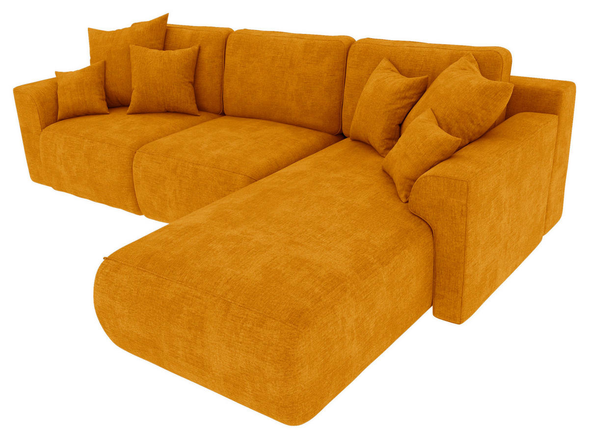 ECKSOFA  in Samt Gelb  293/195 cm  - Chromfarben/Gelb, KONVENTIONELL, Kunststoff/Textil (293/195cm) - Carryhome