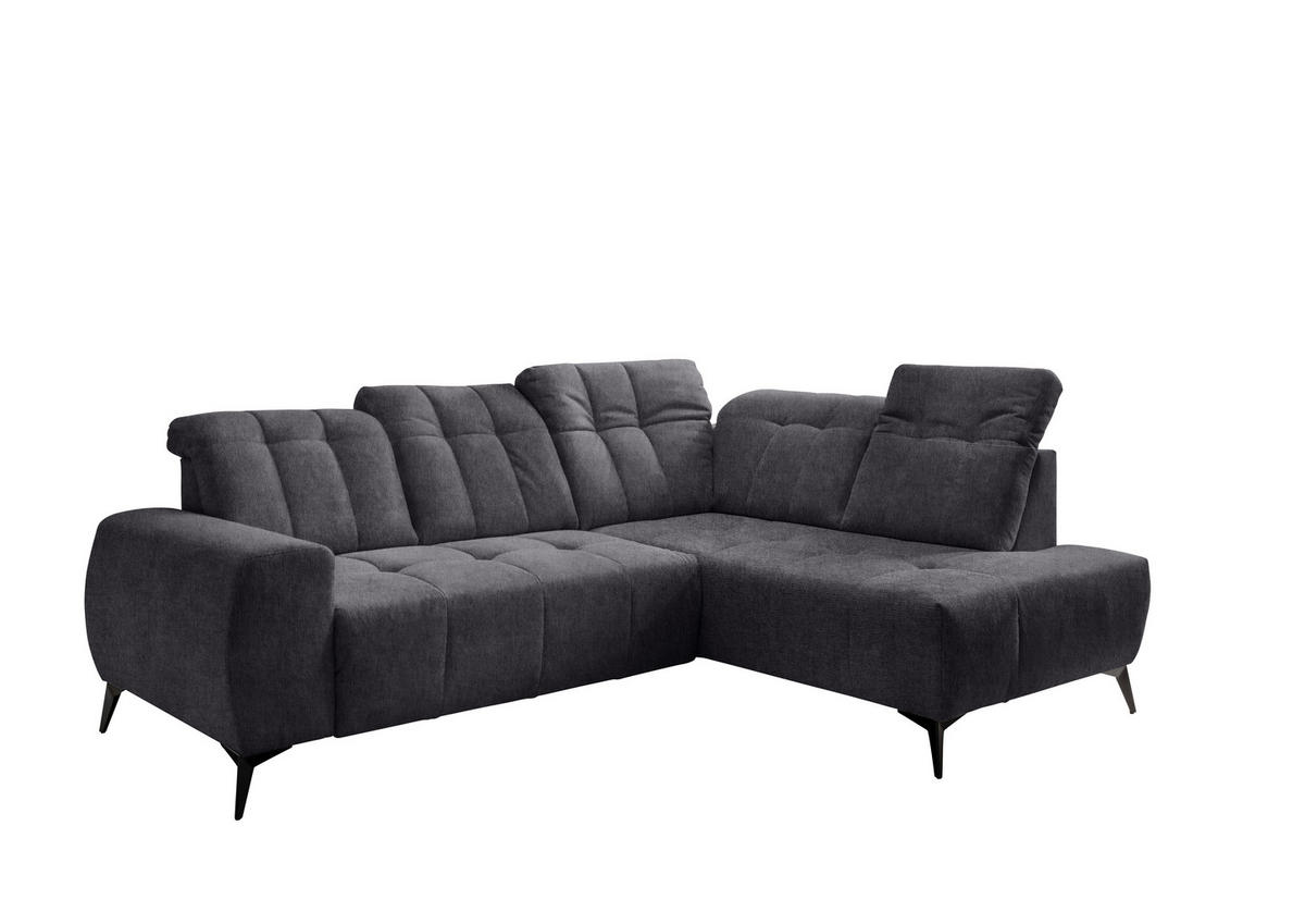 ECKSOFA in Mikrofaser Anthrazit  - Anthrazit/Schwarz, Modern, Textil/Metall (261/200cm) - Livetastic