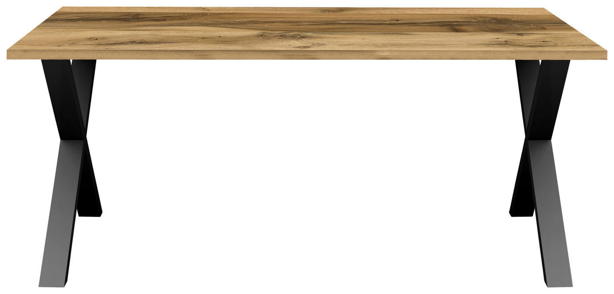 ESSTISCH rechteckig Schwarz, Plankeneiche  - Plankeneiche/Schwarz, MODERN, Holzwerkstoff/Metall (200/100/78cm) - Livetastic