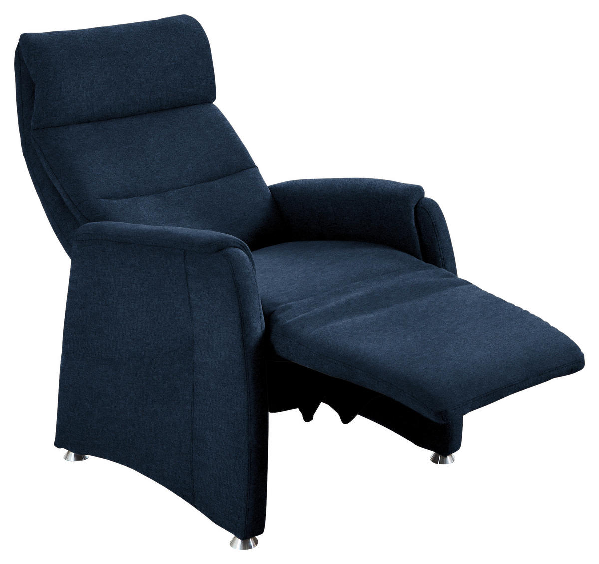FERNSEHSESSEL in Flachgewebe Blau  - Blau/Alufarben, Konventionell, Textil/Metall (69/111/83cm) - Cantus