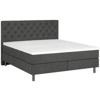 BOXSPRINGBETT 180/200 cm,  in Anthrazit, Topper, Matratze, H3 + H4 = fest + sehr fest  - Anthrazit/Silberfarben, KONVENTIONELL, Textil/Metall (180/200cm) - Welnova