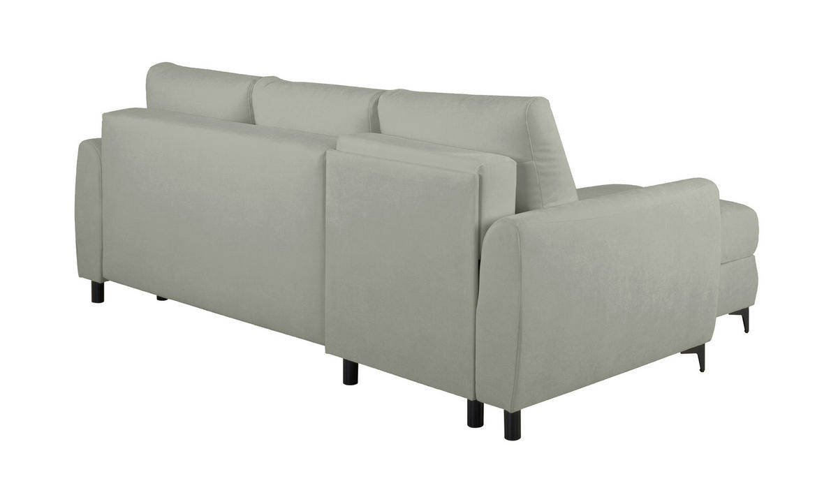 ECKSOFA Moli Grau  - Schwarz/Grau, Design, Textil/Metall (236/148cm) - MID.YOU