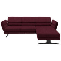 ECKSOFA Weinrot Flachgewebe Rücken echt, Armteilverstellung, Relaxfunktion, Drehsitzfunktion  - Weinrot/Schwarz, Design, Textil/Metall (259-307/176-217cm) - Dieter Knoll