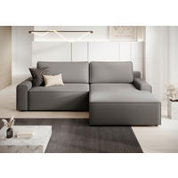 ECKSCHLAFSOFA CHALLANGE  mit Schlafen auf Sitzhöhe, Rücken echt, Armteil links, Armteil rechts Struktur Graphitfarben  - Schwarz/Graphitfarben, MODERN, Kunststoff/Textil (246/168cm) - Trendmanufaktur