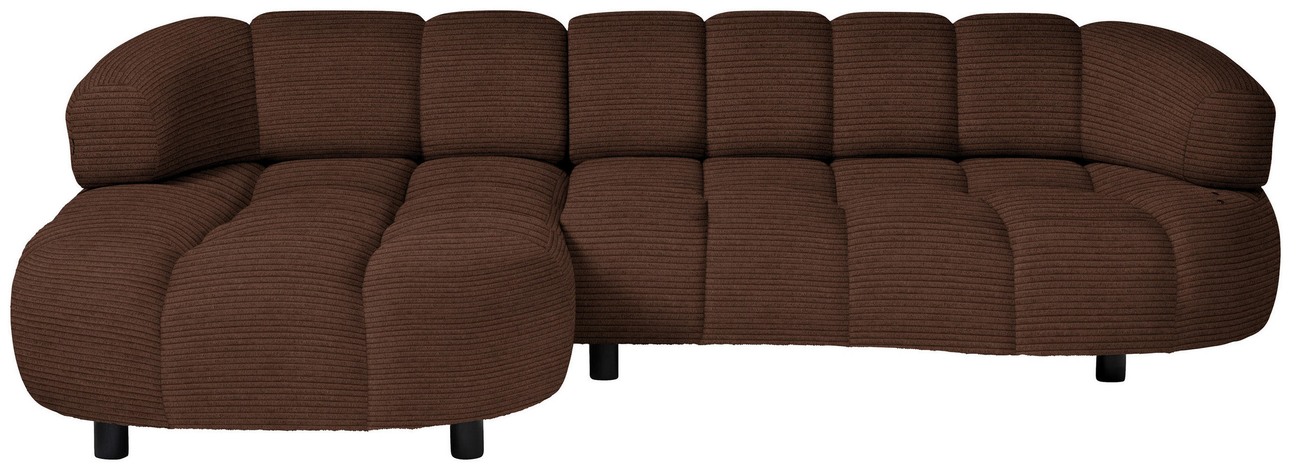 ECKSOFA in Cord, Velours Dunkelbraun  183/284 cm  - Dunkelbraun/Schwarz, Design, Holz/Textil (183/284cm) - Welnova