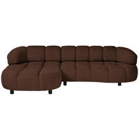 ECKSOFA in Cord, Velours Dunkelbraun  183/284 cm  - Dunkelbraun/Schwarz, Design, Holz/Textil (183/284cm) - Welnova