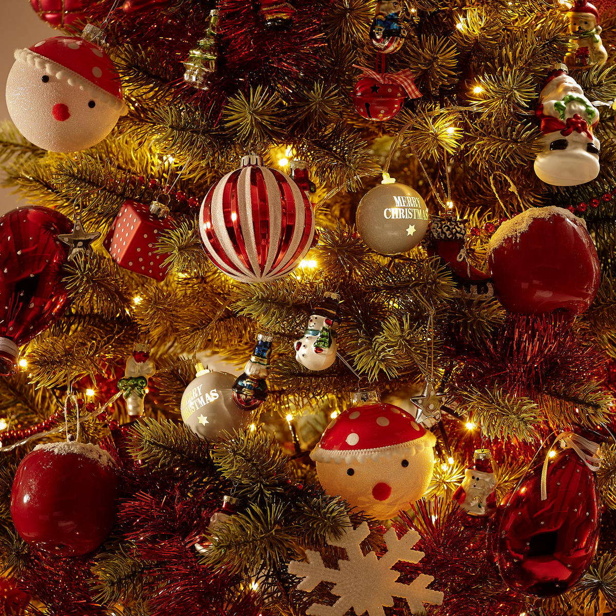 SADA VÁNOČNÍCH KOULÍ  42dílné - tmavě červená/červená, Trend, sklo - X-Mas