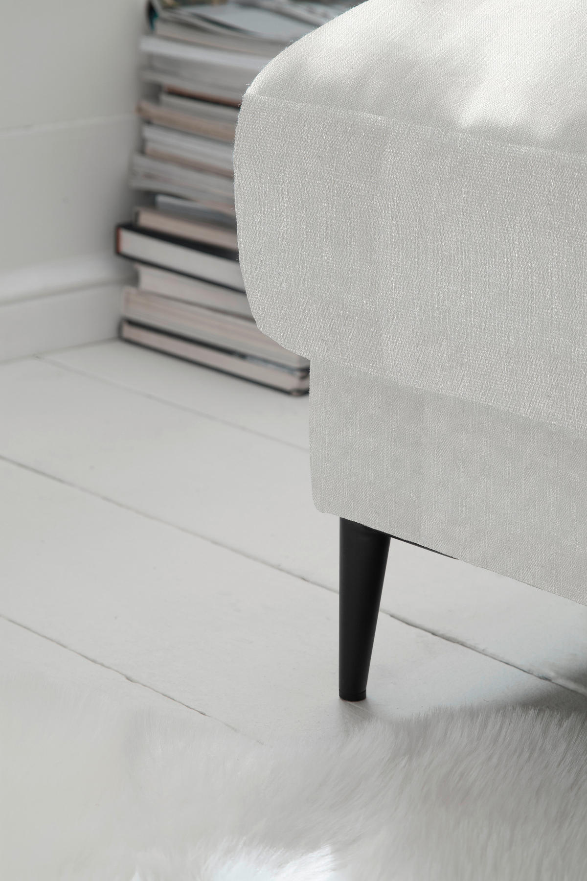 ECKSOFA in Flachgewebe Creme  - Creme/Schwarz, Design, Textil/Metall (207/296cm) - Dieter Knoll