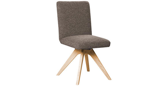 STUHL  Sitzfläche 360° drehbar Webstoff  - Eichefarben/Braun, KONVENTIONELL, Holz/Textil (47/89/60cm) - Linea Natura