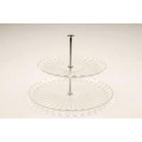 PLATOU ETAJAT PRĂJITURI cu 2 etaje - argintiu/străveziu, Konventionell, sticlă/metal (28/21cm) - Ambia Home