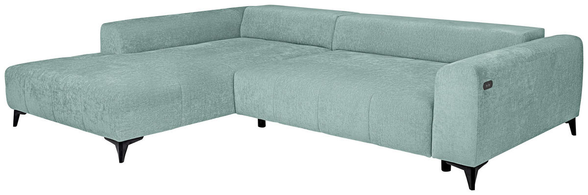 ECKSOFA Hellblau Chenille  - Schwarz/Hellblau, KONVENTIONELL, Kunststoff/Textil (222/279cm) - Hom`in
