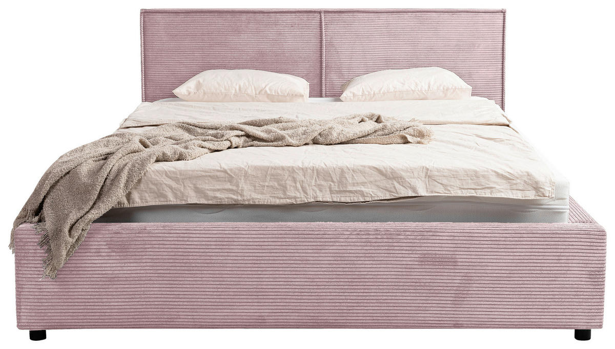 PAT TAPIțAT 180/200 cm  in roz  - roz/negru, Modern, lemn/metal (180/200cm) - MID.YOU