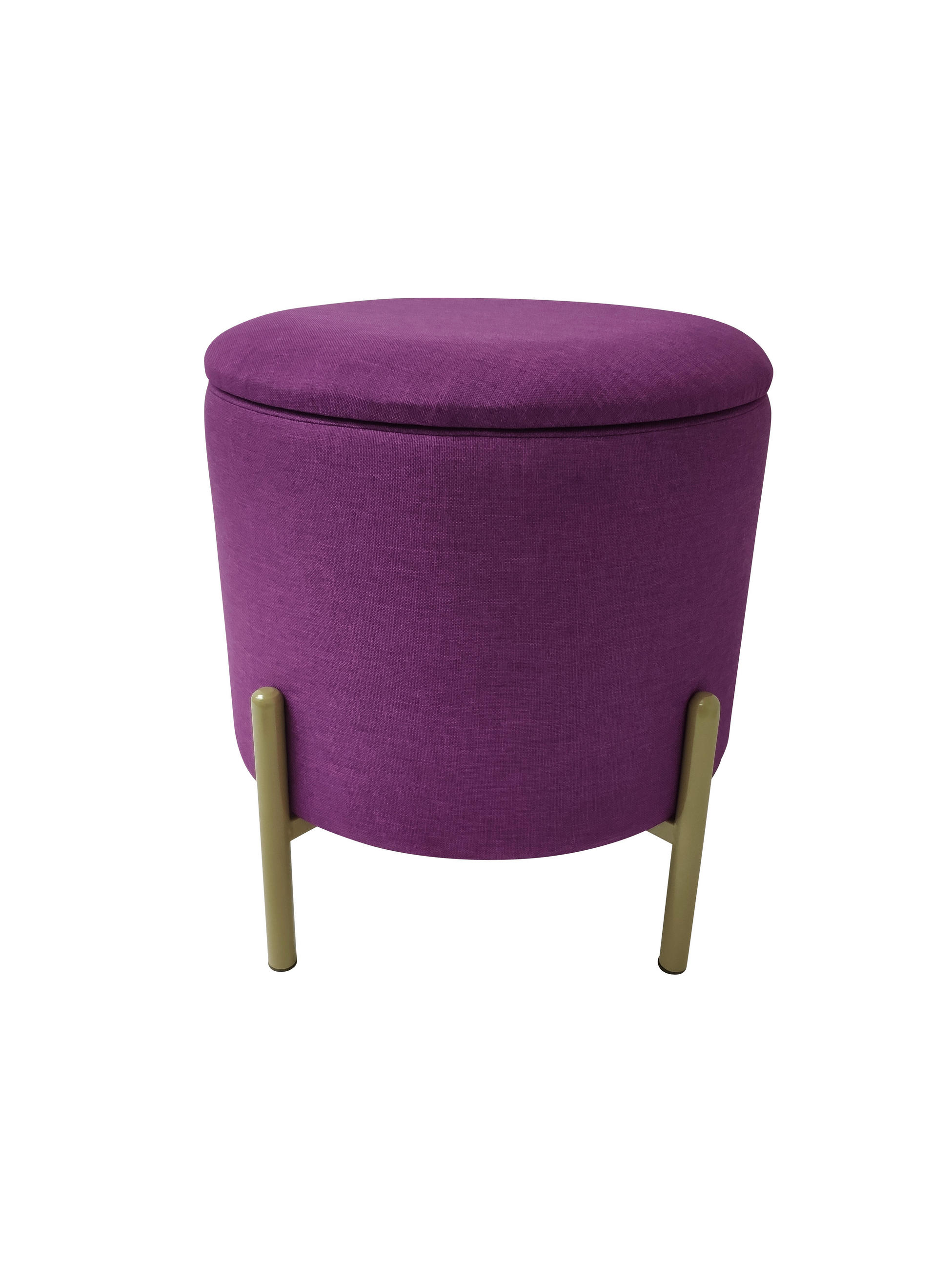 HOCKER in Textil Beere  - Beere/Goldfarben, Design, Textil/Metall (36/40/36cm) - Echtwerk