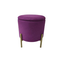 HOCKER Samt Beere  - Beere/Goldfarben, Design, Textil/Metall (36/40/36cm) - Echtwerk