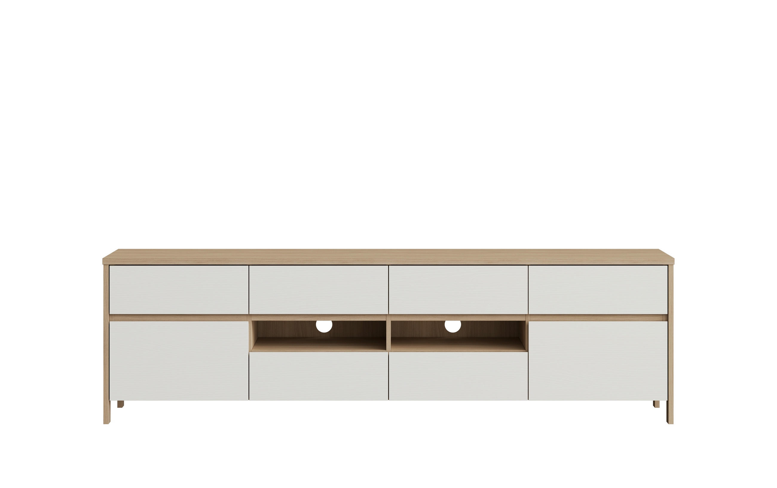 LOWBOARD  193/58/39 cm 6 Schublade(n) erweiterbar, Typenauswahl, stehend  - Eichefarben/Weiß, Design, Holzwerkstoff (193/58/39cm) - MID.YOU