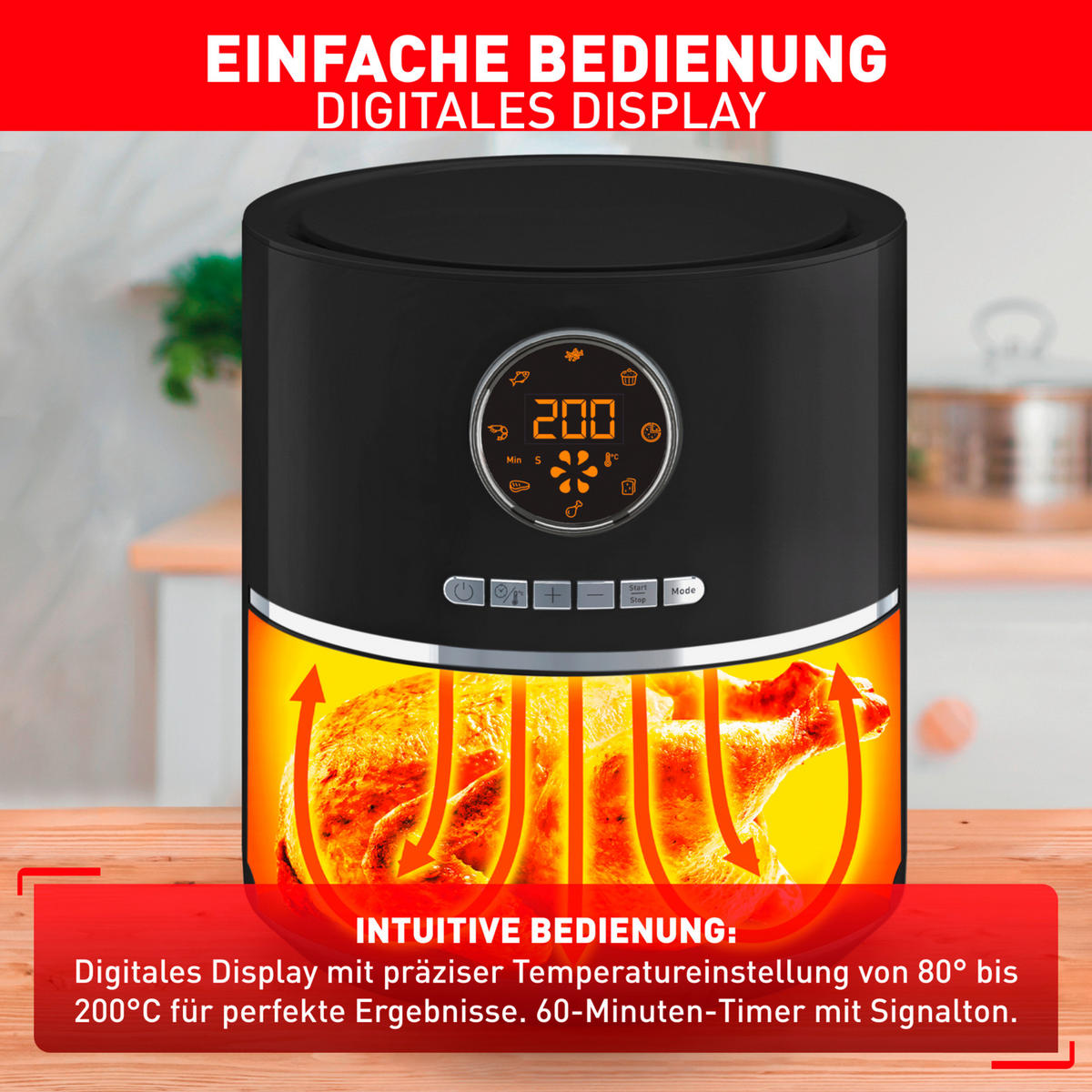 HEIßLUFTFRITTEUSE 4.2 L  - Schwarz, Basics, Kunststoff (33,2/35,0/33,2cm) - Tefal