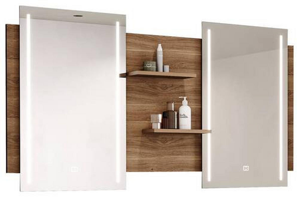 BADEZIMMERSPIEGEL 150/80/14,1 cm  - Eichefarben, Design, Glas/Holzwerkstoff (150/80/14,1cm) - Novel