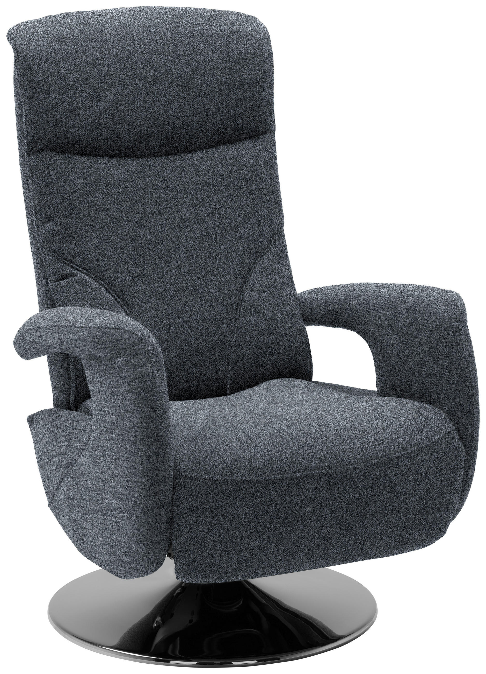 RELAXSESSEL Chenille, Mikrofaser Relaxfunktion, Kopfteilverstellung    - Chromfarben/Dunkelblau, Design, Textil/Metall (71/110/83cm) - Dieter Knoll