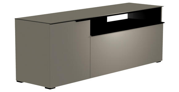 LOWBOARD  in 160/58/45 cm  - Schwarz/Grau, Design, Glas/Holzwerkstoff (160/58/45cm) - Moderano