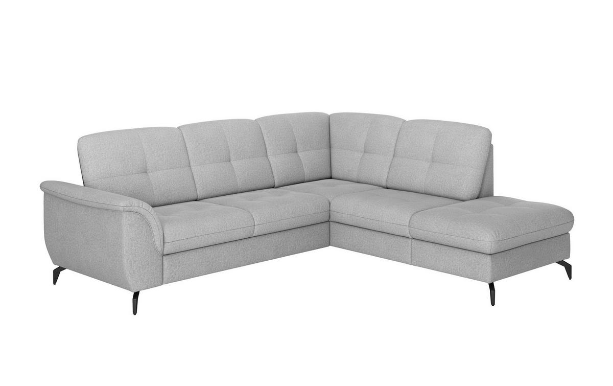 ECKSOFA ZORA E Grau Flachgewebe  - Schwarz/Grau, MODERN, Textil/Metall (244/212cm) - Sit & More