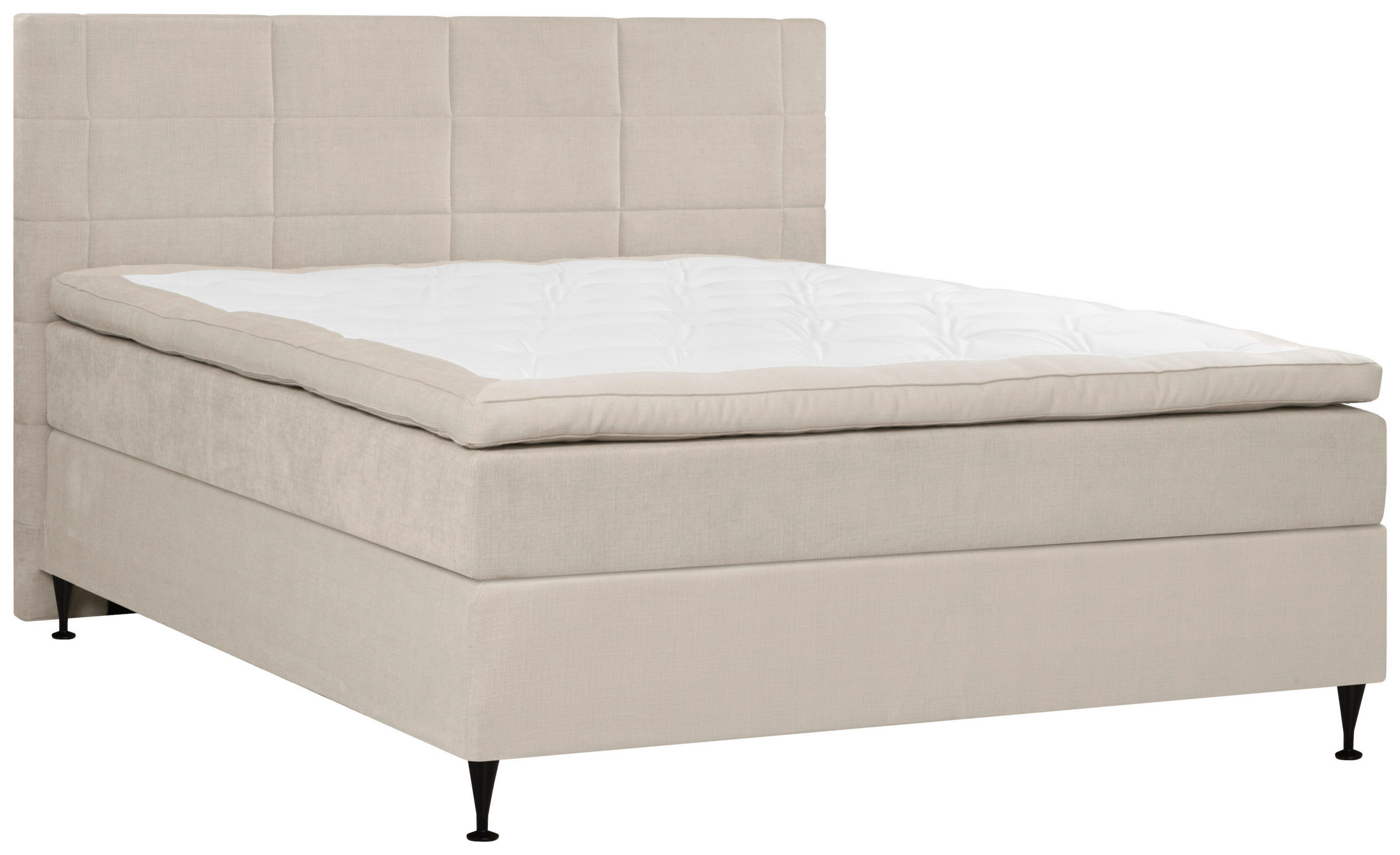 KONTINENTALSÄNG 160/200 cm  i beige  - beige/svart, Klassisk, metall/textil (160/200cm) - Novel