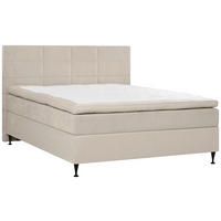 KONTINENTALSÄNG 180/200 cm  i beige  - beige/svart, Klassisk, metall/textil (180/200cm) - Novel