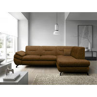 ECKSOFA in Struktur, Plüsch Braun  - Schwarz/Braun, Design, Textil/Metall (274/201cm) - MID.YOU