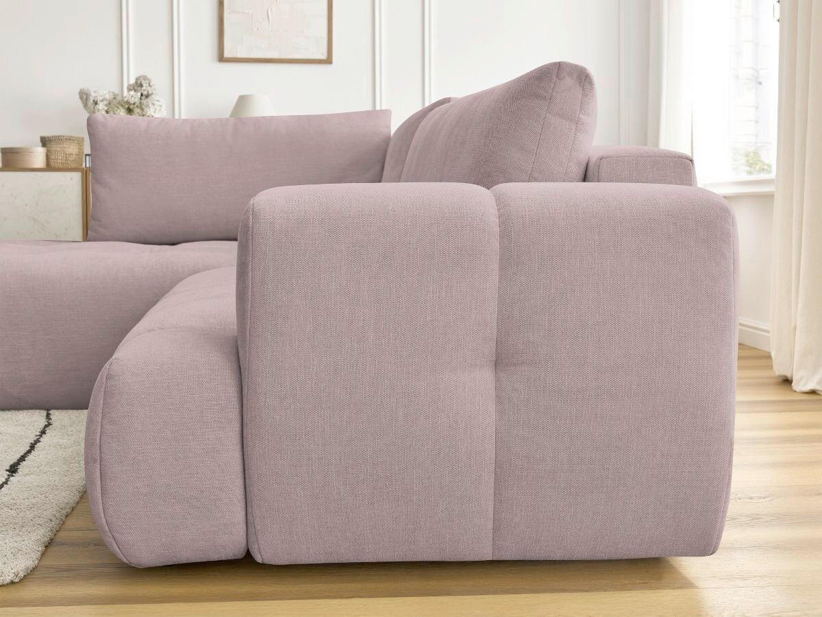ECKSCHLAFSOFA FUJI Leinenoptik Rosa  inkl.  - Schwarz/Rosa, MODERN, Kunststoff/Textil (204/282cm)