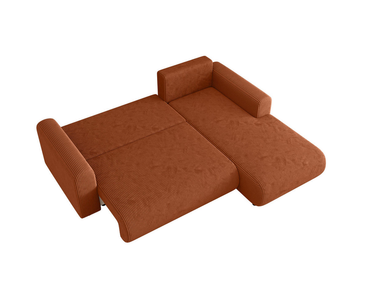 ECKSOFA inkl. Funktionen Terracotta Cord  - Terracotta/Schwarz, KONVENTIONELL, Kunststoff/Textil (260/200cm) - Xora
