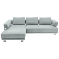 ECKSOFA in Chenille Salbeigrün  214/297 cm  - Chromfarben/Salbeigrün, Natur, Textil/Metall (214/297cm) - Valdera