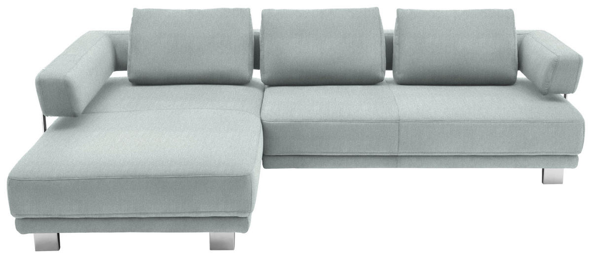 ECKSOFA in Chenille Salbeigrün  214/297 cm  - Chromfarben/Salbeigrün, Natur, Textil/Metall (214/297cm) - Valdera