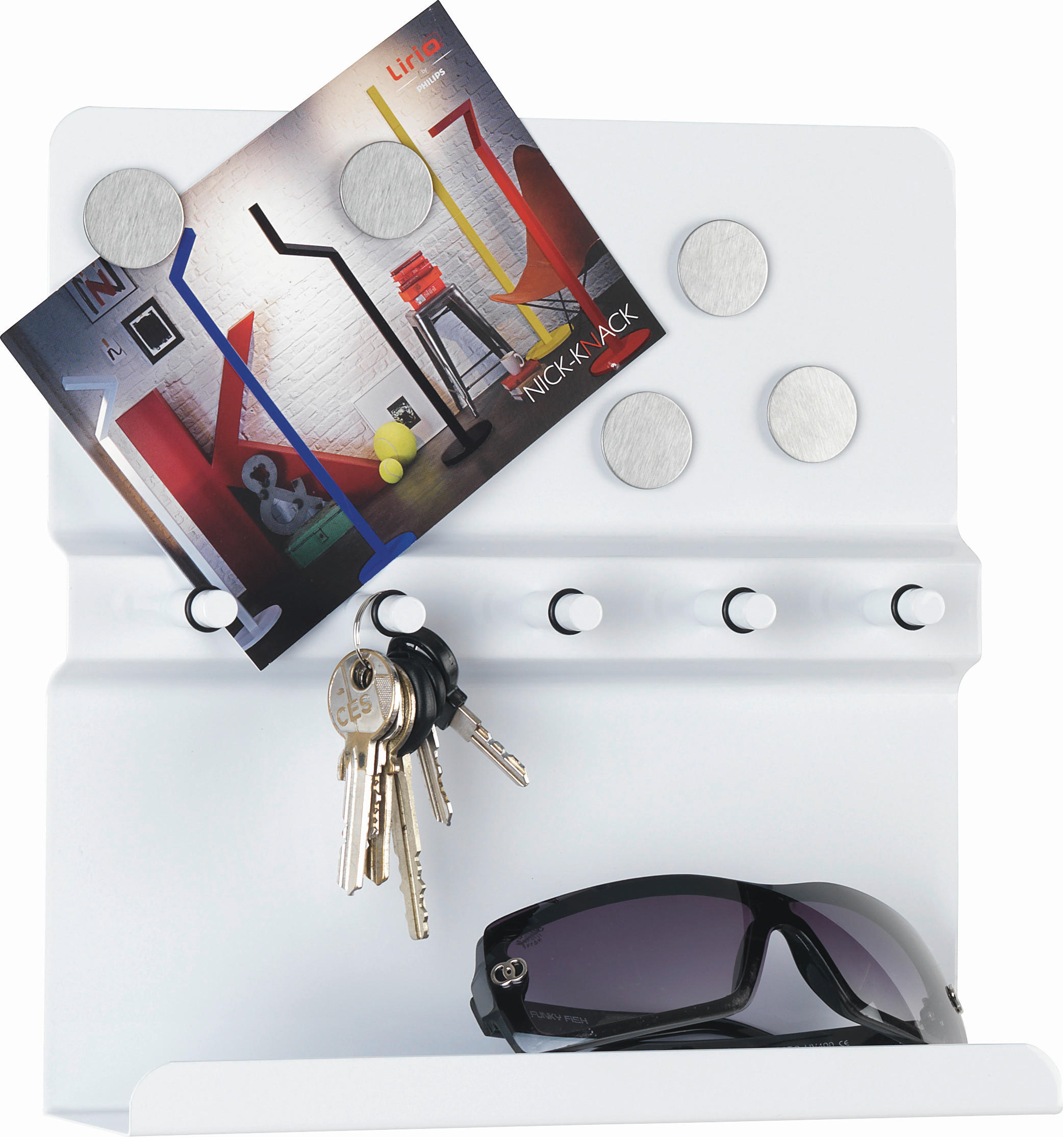 VEŠIAK NA KĽÚČE, biela - biela, Design, kov (25/25/6cm) - Carryhome