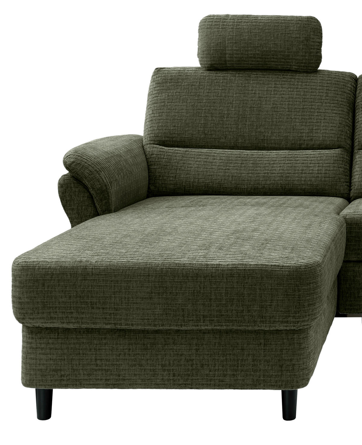 ECKSOFA in Mikrofaser Olivgrün  - Schwarz/Olivgrün, Modern, Holz/Textil (176/279cm) - Livetastic