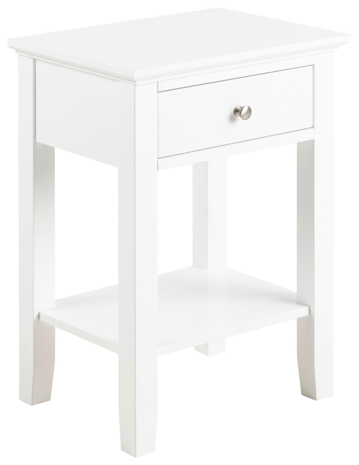 SÄNGBORD i vit  - vit/silver, Klassisk, metall/trämaterial (34/62,8/45cm) - Best Price