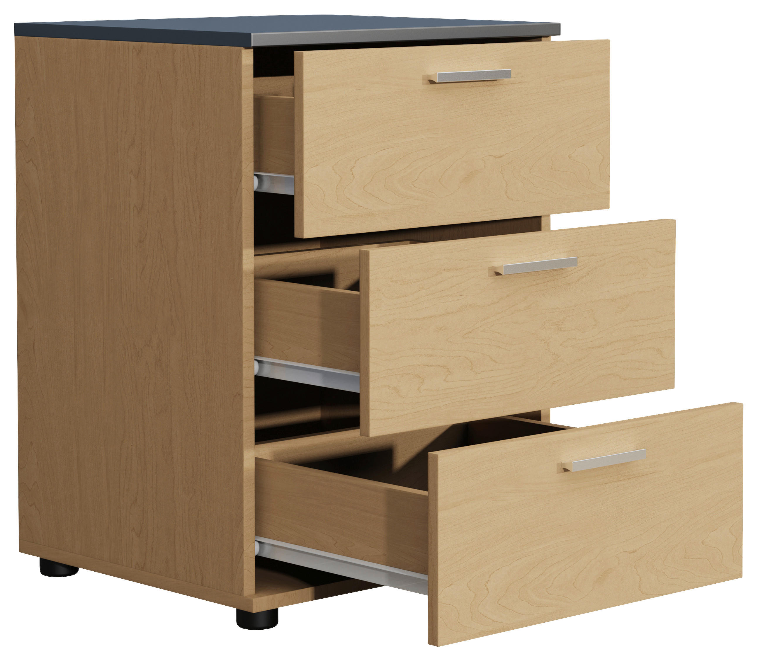 Thumbnail - Mid.you Nachtschrank, Anthrazit, Eiche, Kunststoff, 3 Schublade(n) Schubladen, 46x59x42 cm, Schlafzimmer, Nachttische