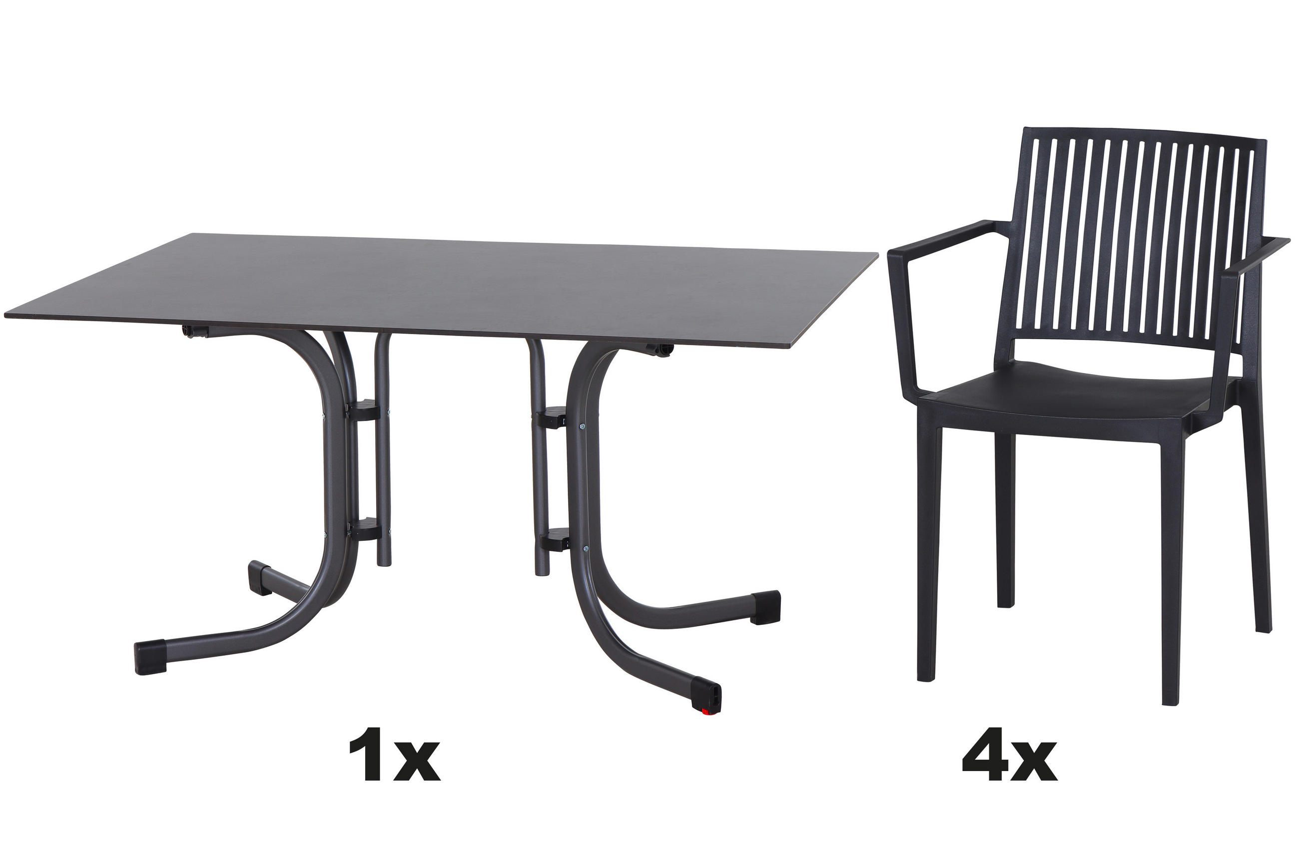 GARTENGARNITUR 5-teilig  - Anthrazit, Basics, Holzwerkstoff/Kunststoff (90/80/140cm) - Siena Garden