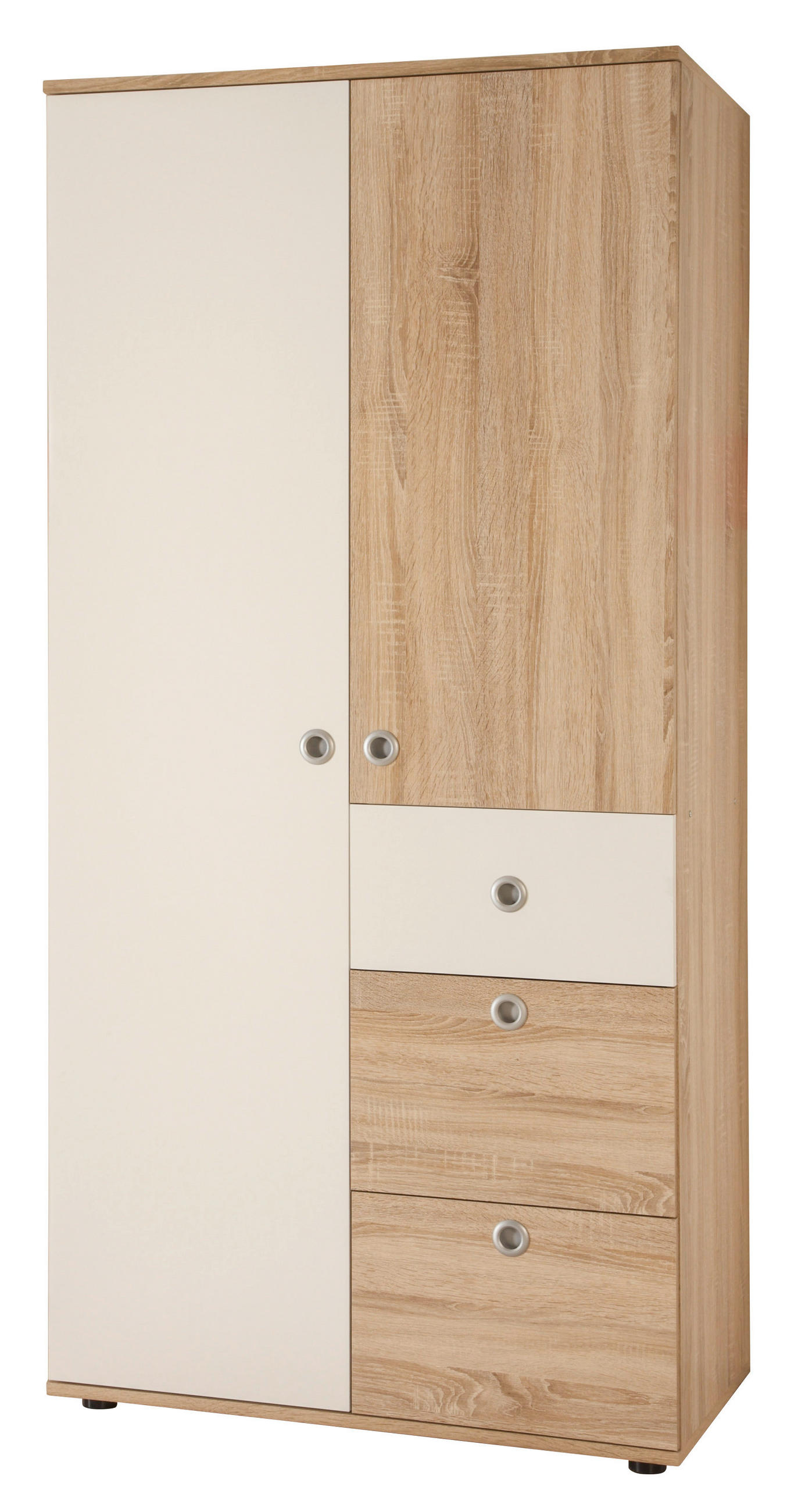 OMARA S KLASIČNIMI VRATI, bela, hrast sonoma - bela/barve aluminija, Konvencionalno, umetna masa/leseni material (90/191/53cm) - MID.YOU