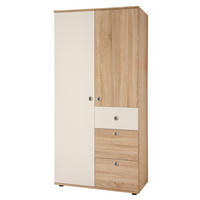 OMARA S KLASIČNIMI VRATI, bela, hrast sonoma  - bela/barve aluminija, Konvencionalno, umetna masa/leseni material (90/191/53cm) - MID.YOU