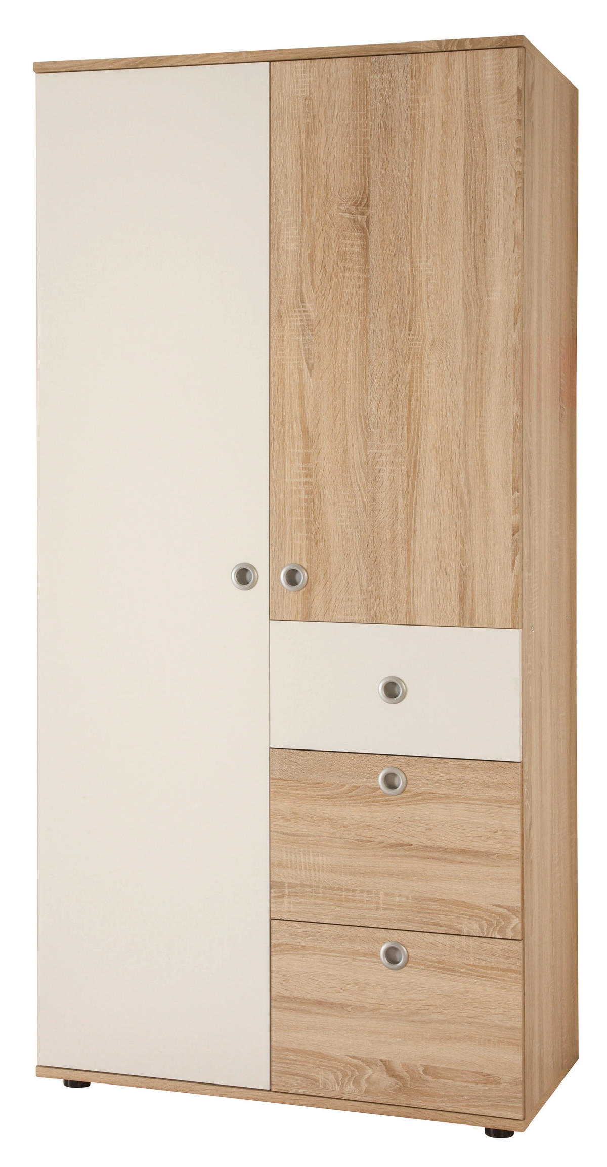 OMARA S KLASIČNIMI VRATI, bela, hrast sonoma  - bela/barve aluminija, Konvencionalno, umetna masa/leseni material (90/191/53cm) - MID.YOU