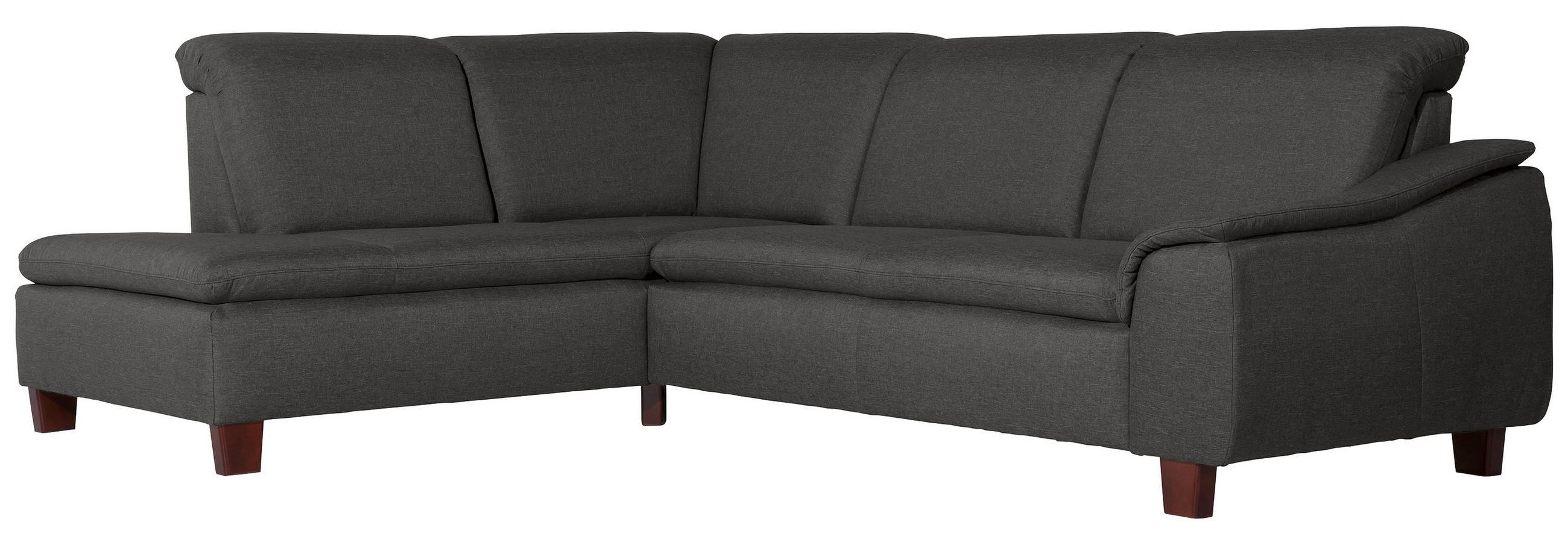 ECKSOFA Anthrazit Flachgewebe  - Anthrazit/Nussbaumfarben, Design, Holz/Textil (247/82/187cm) - Max Winzer