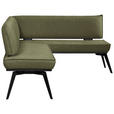 ECKBANK 235/165 cm Webstoff Schwarz, Olivgrün Buche massiv - Schwarz/Olivgrün, Basics, Holz/Textil (235/165cm) - Carryhome