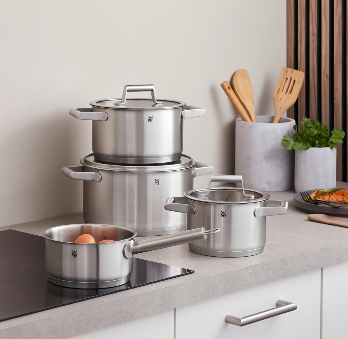 KOCHTOPFSET Comfort Line 4-teilig  - Silberfarben, Basics, Glas/Metall - WMF