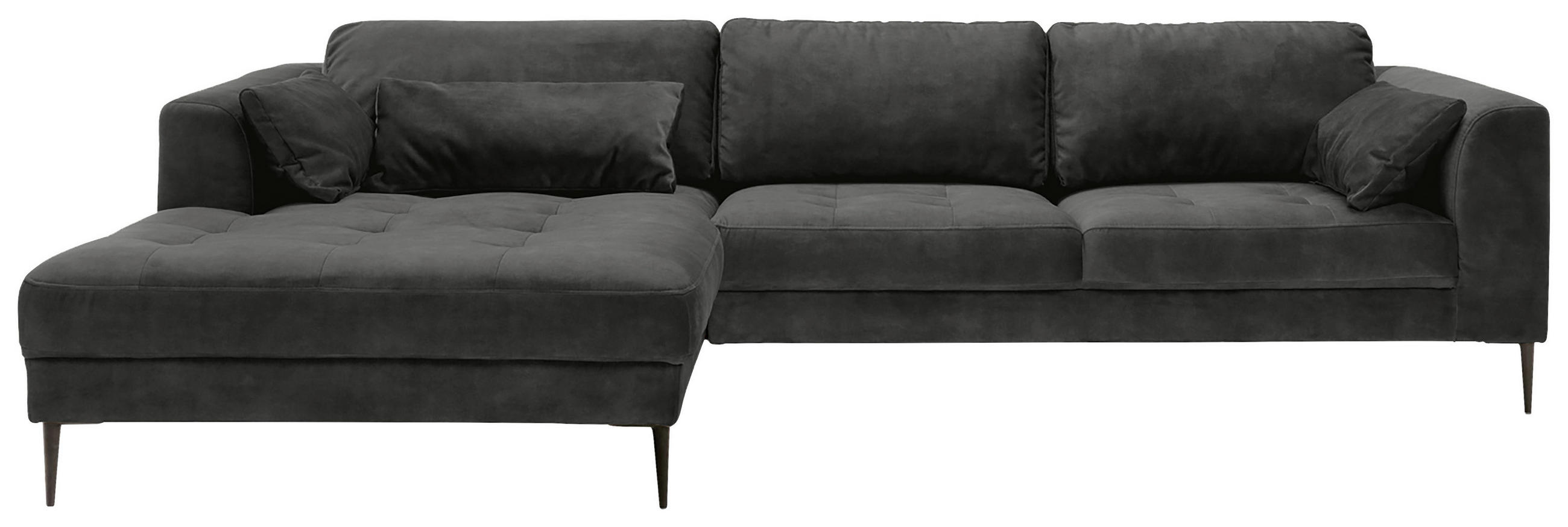 ECKSCHLAFSOFA in Mikrofaser Anthrazit - Anthrazit/Schwarz, Modern, Textil (280/168cm) - Trendmanufaktur