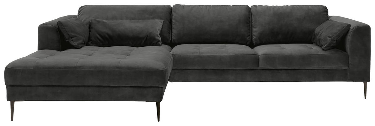 ECKSCHLAFSOFA in Mikrofaser Anthrazit  - Anthrazit/Schwarz, Modern, Textil (280/168cm) - Trendmanufaktur