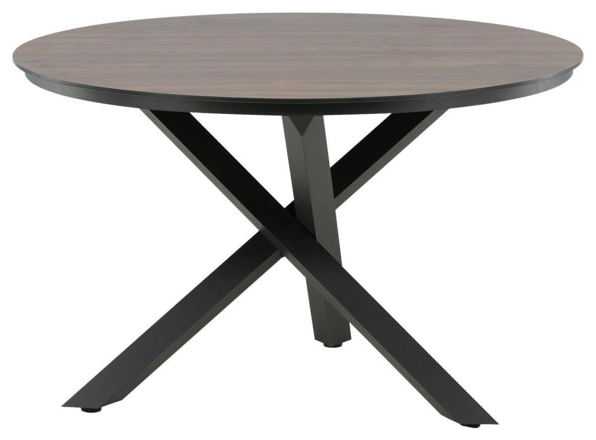 GARTENTISCH Metall, Kunststoff Braun, Schwarz rund  - Schwarz/Braun, KONVENTIONELL, Kunststoff/Metall (120/120/75cm) - Gardenson